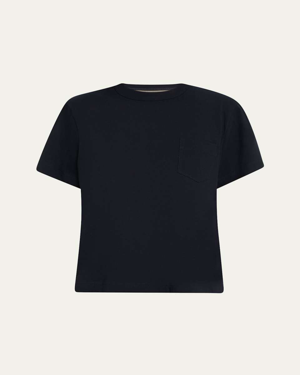 Hybrid Satin Ruffle Back Knit Front T-Shirt